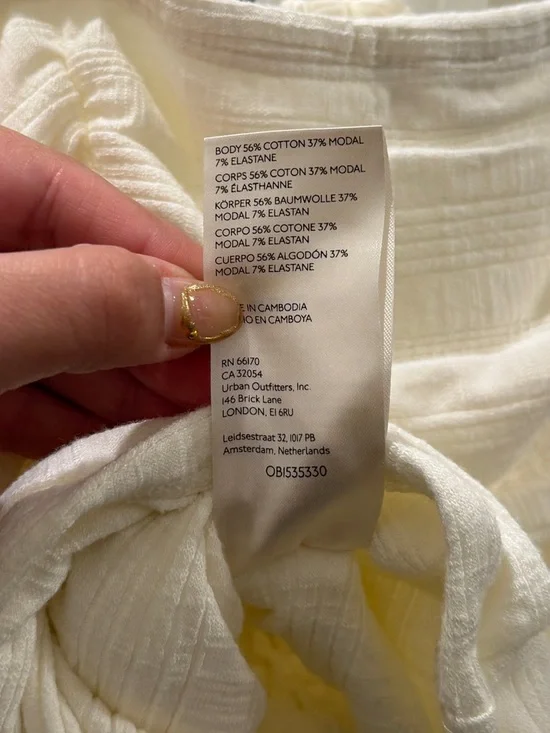 Pilcro Ruched Ribbed Halter In Cream Size S - Picture 8 of 8